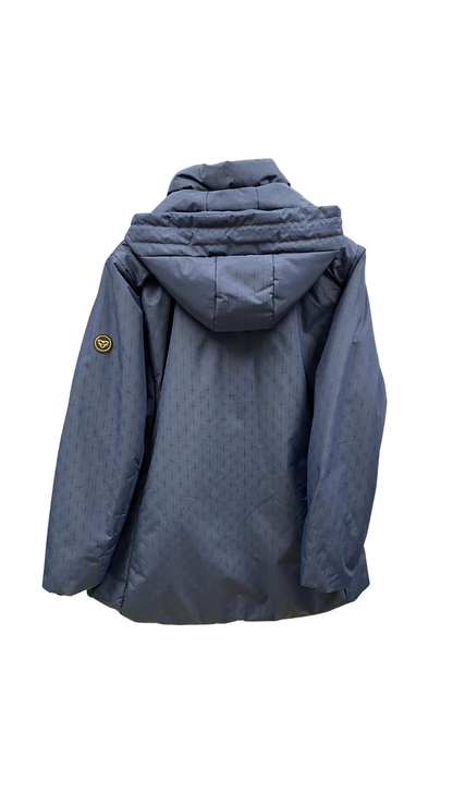 Removable Hood Zip & Button Front Jacket. Style FR515