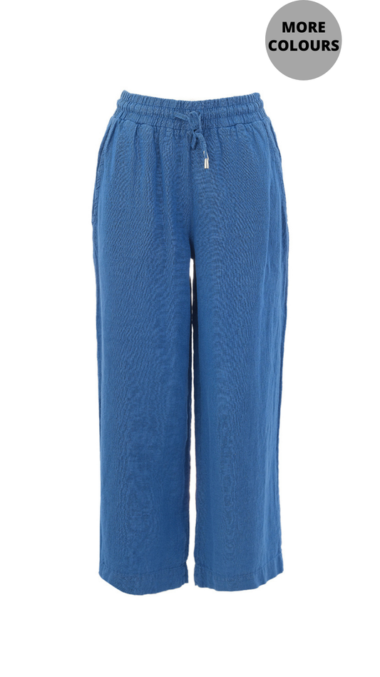 Drawstring Elastic Waistband Wide Leg Linen Pant. Style DOLC26224