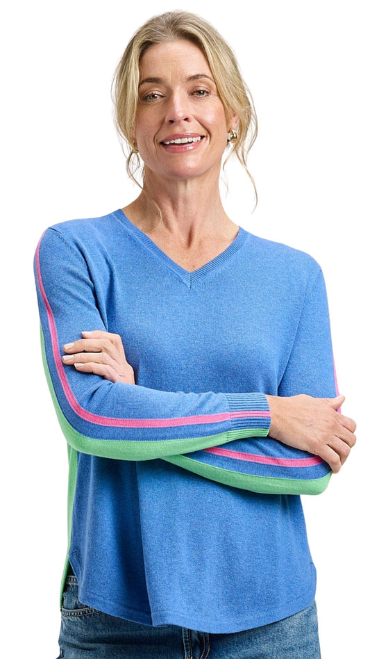 Colour Block Stripe Detail Sleeves Sweatshirt. Style ZKP8426U