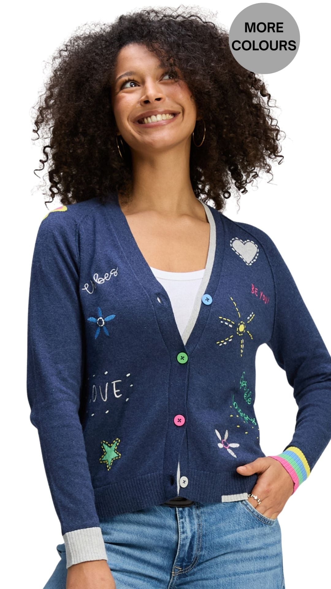 "Good Vibes" V-Neck Button Front Cardigan. Style ZKP8435U