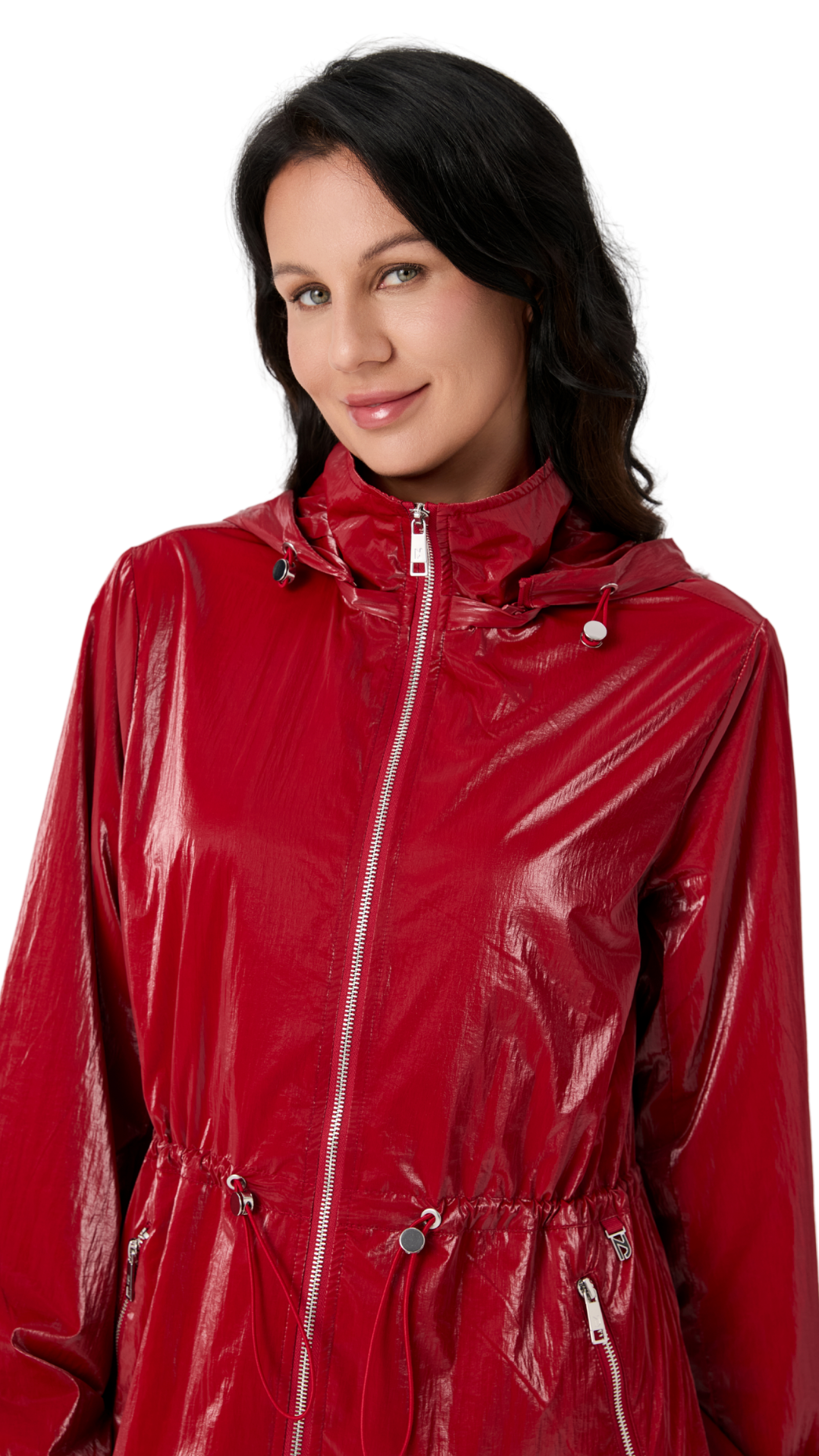 Zip Front Waterproof Red Spring Rain Jacket. Style NIKJS6016-504