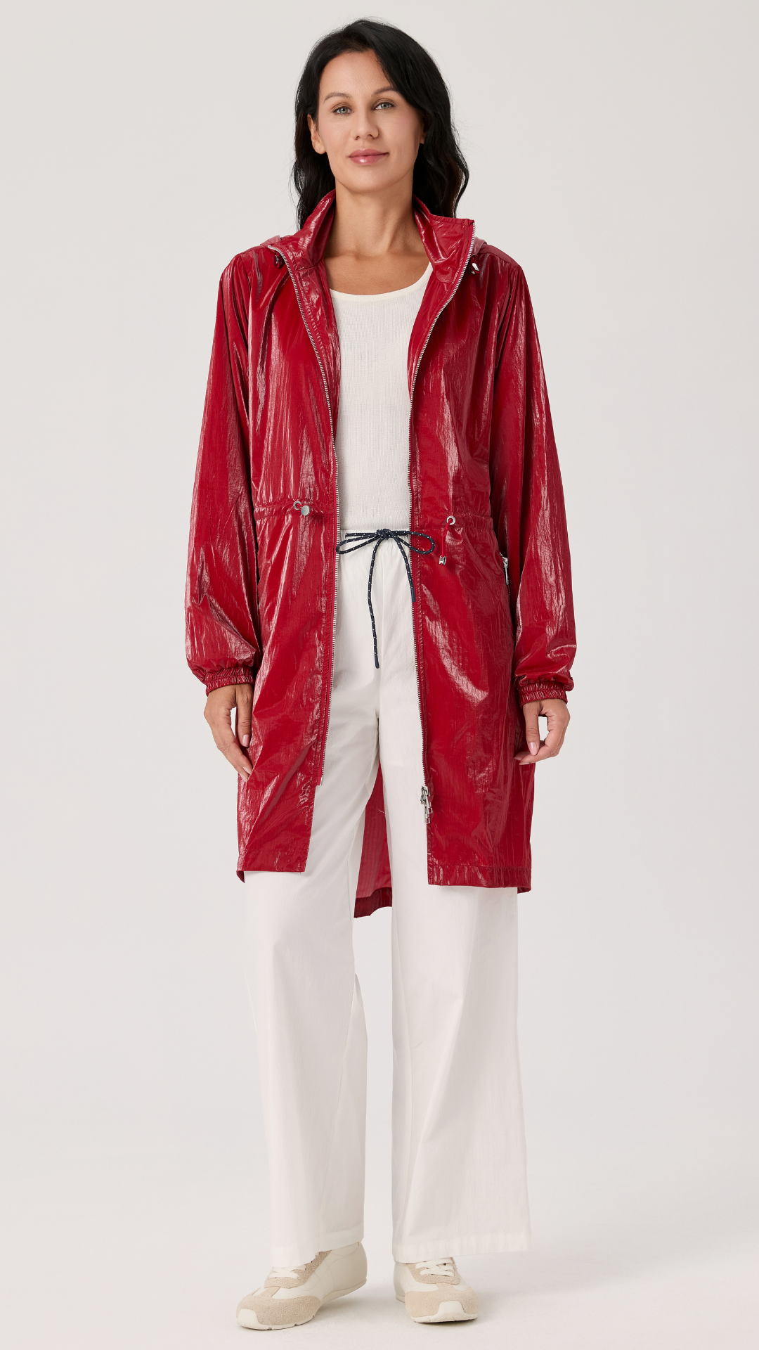 Zip Front Waterproof Red Spring Rain Jacket. Style NIKJS6016-504