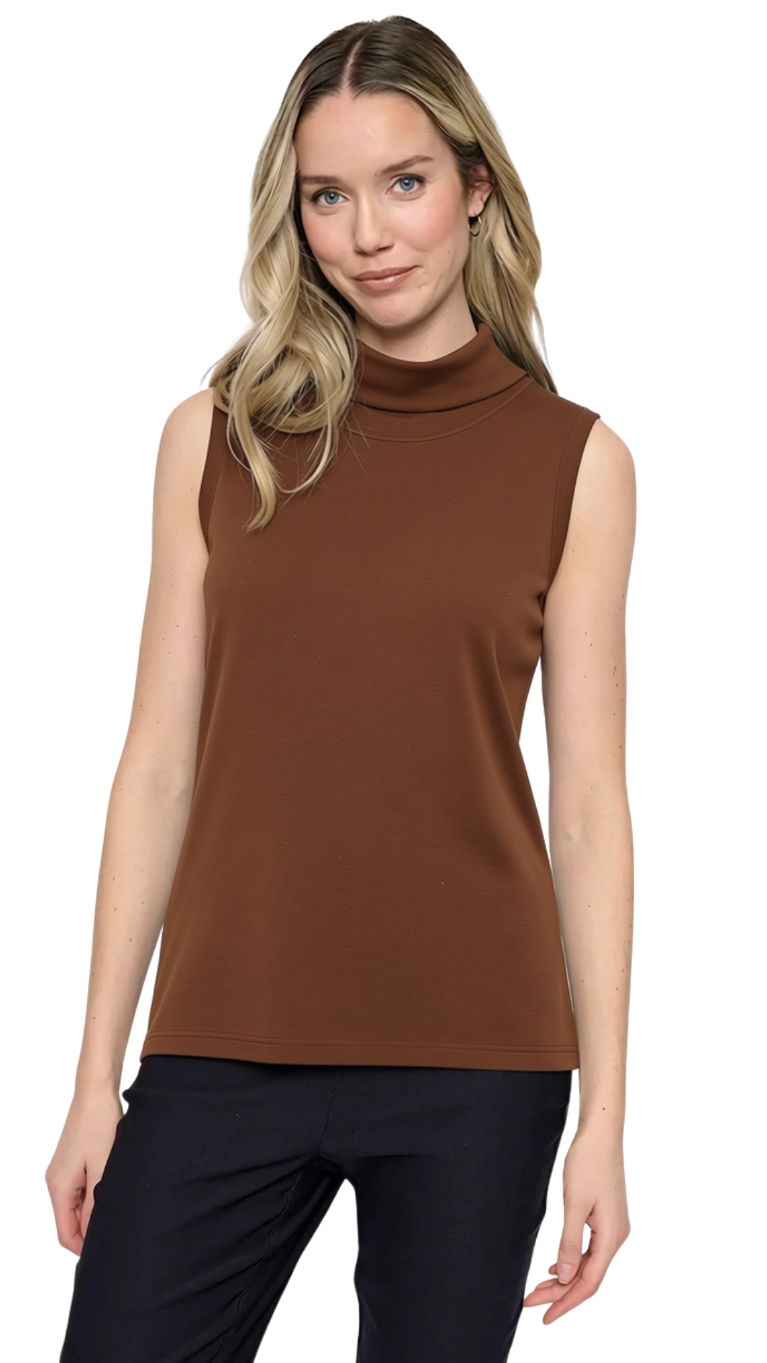 Sleeveless Turtleneck Soft Knit Top. Style PYQK335