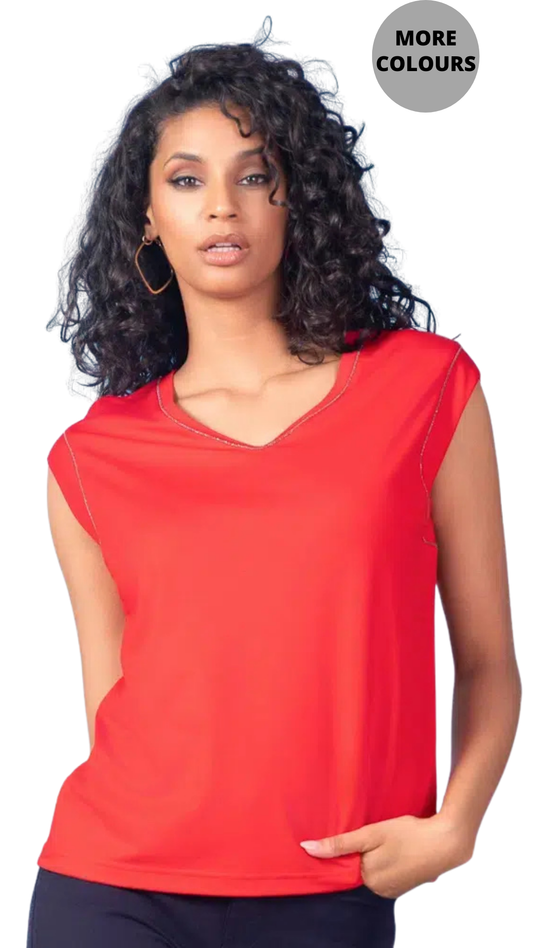 Sleeveless V-Neck Details on Stitching Top. Style ALSA47002