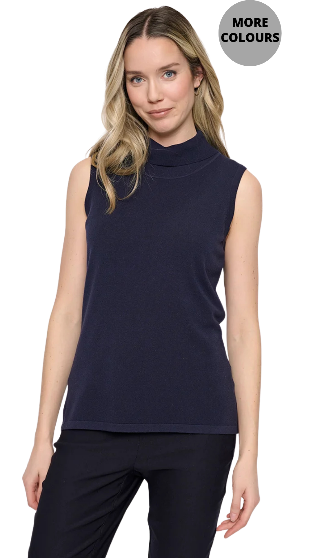 Sleeveless Turtleneck Soft Knit Top. Style PYQK335