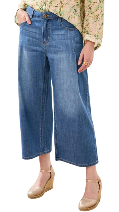 Audrey Pleated Cropped Wide Leg Jean. Style TR6189O-4984