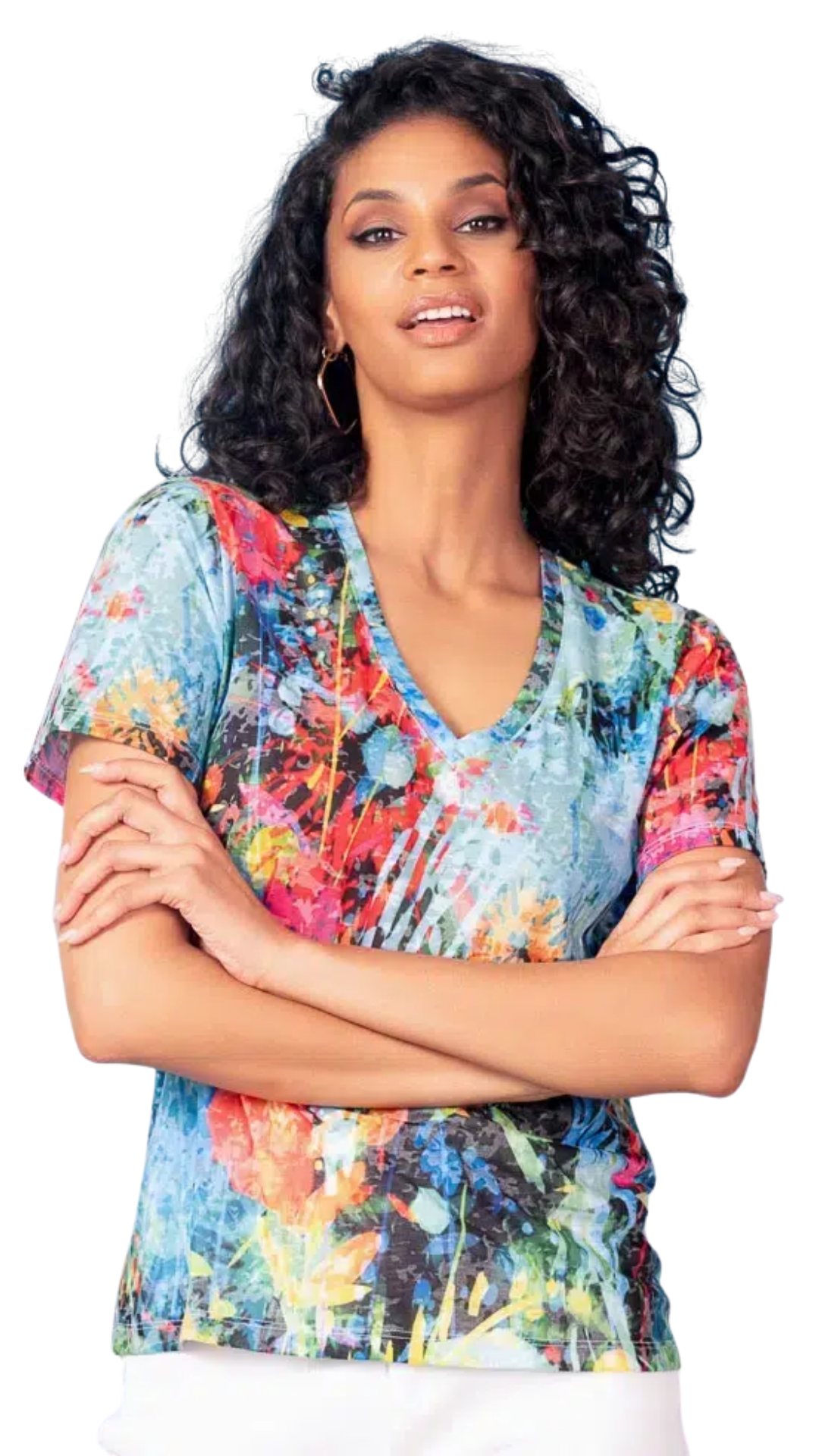 See-Through Lightweight Abstract Vibrant Colour Top. Style ALS47437