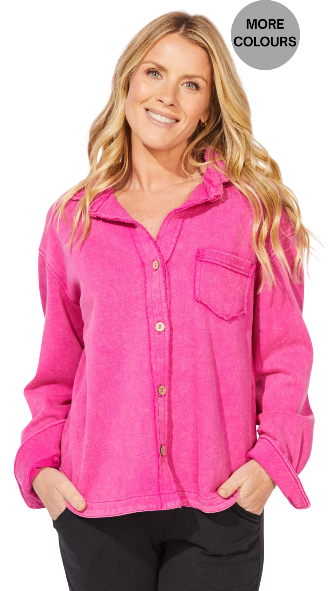 Colour Wash Terry Anywhere Shacket. Style ESC28095