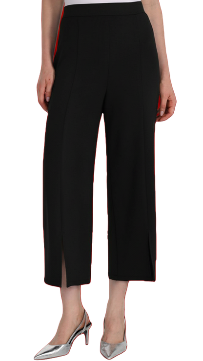 Pull-On Elastic Waist Front Slit Cropped Pants. Style FL261148