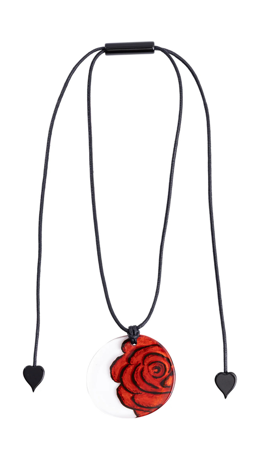 Rosette Collection - Red Rose Detail Pendant Necklace. Style 3460201REDDQ00