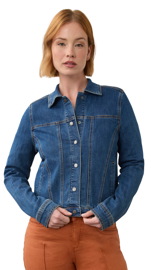 Button Front Long Sleeve Basic Denim Jacket. Style FD1312799
