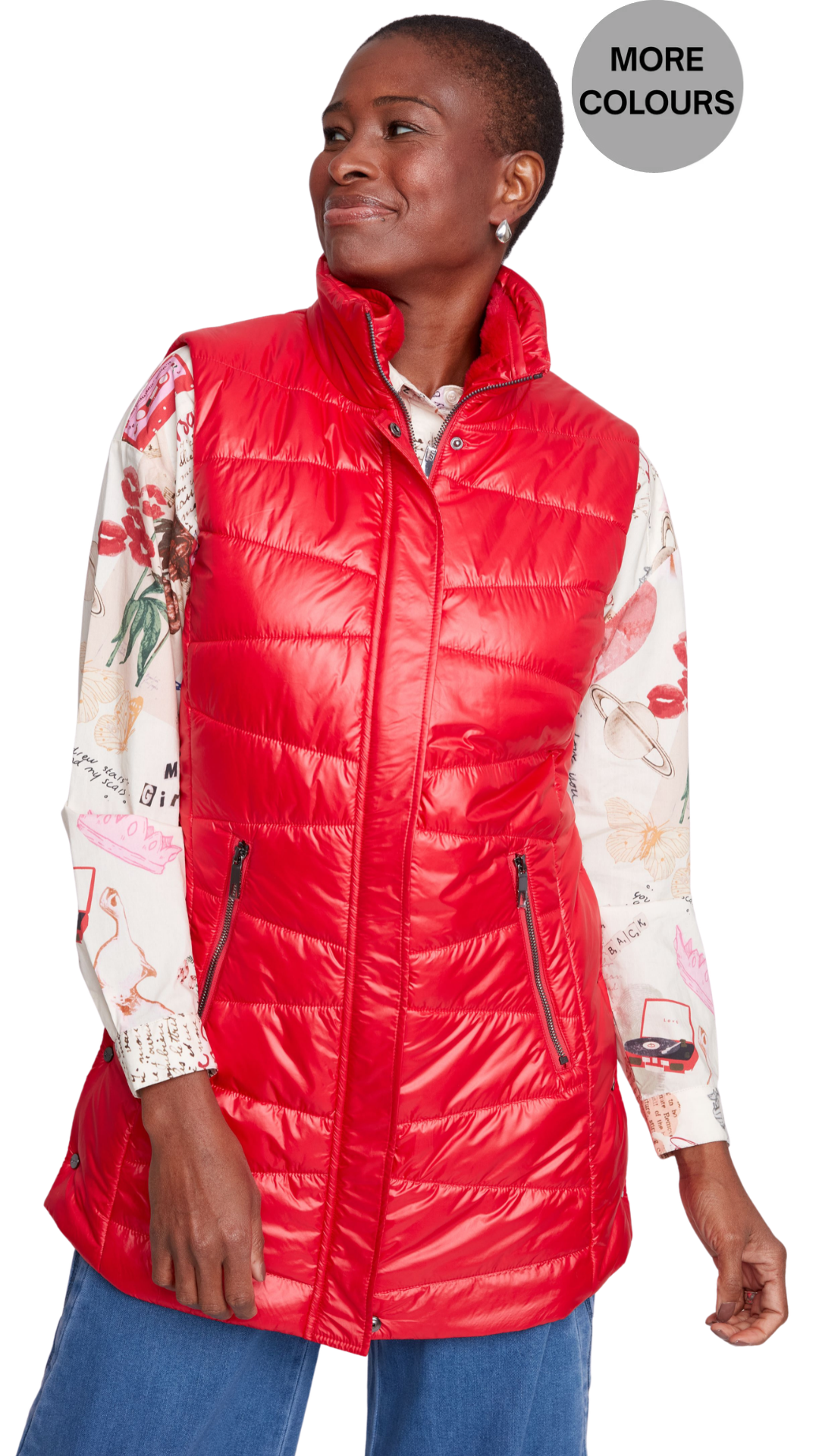 Fur Lined Collar & Longer Length Quilted Vest. Style REN3955L-E3034