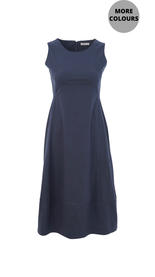 Sleeveless Stretch Solid Colour 1/2 Zip Back Dress. Style DOLC26161