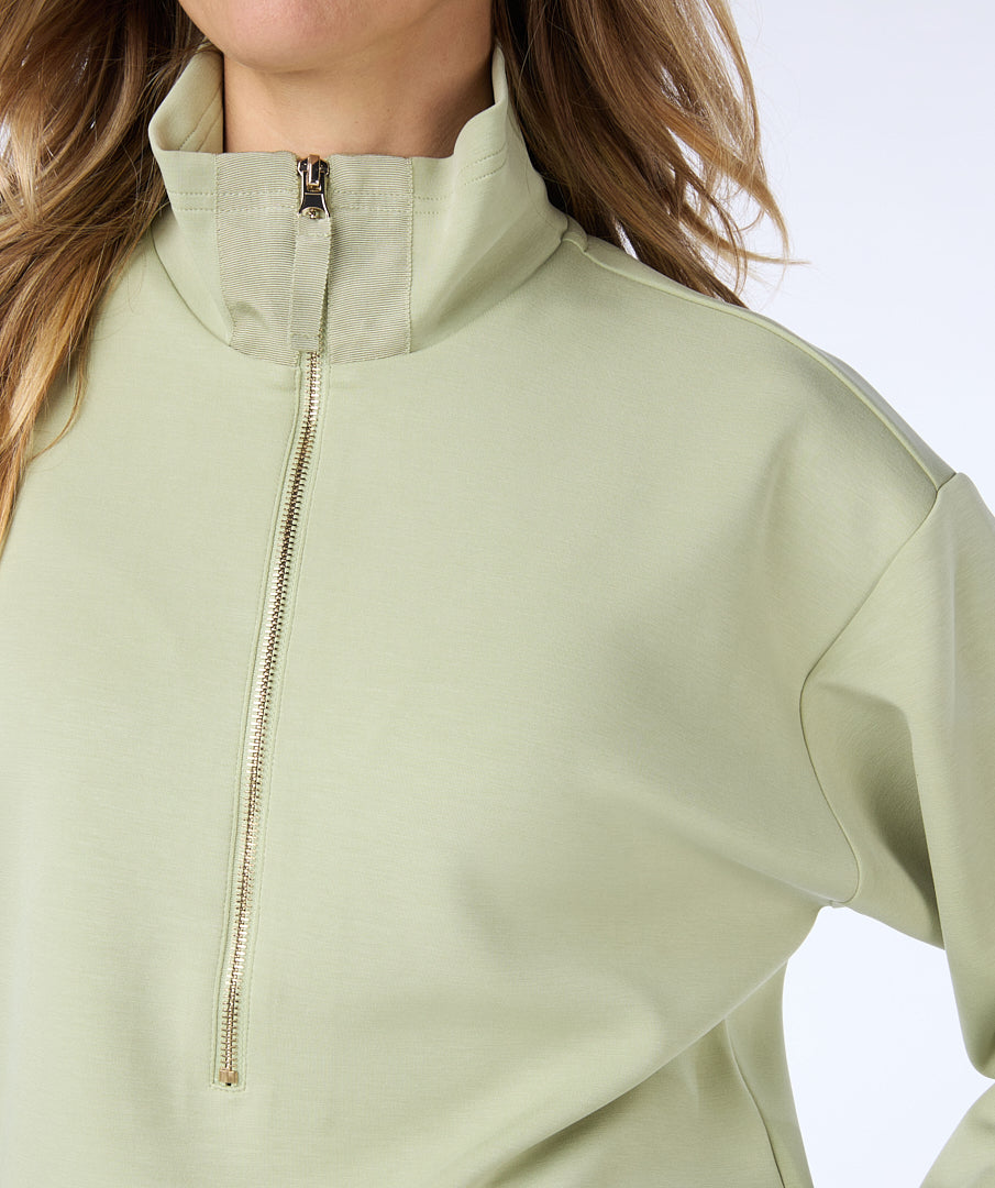 Buttery Soft Modal 1/2 Zip Neck Top. Style ESQSP2405003