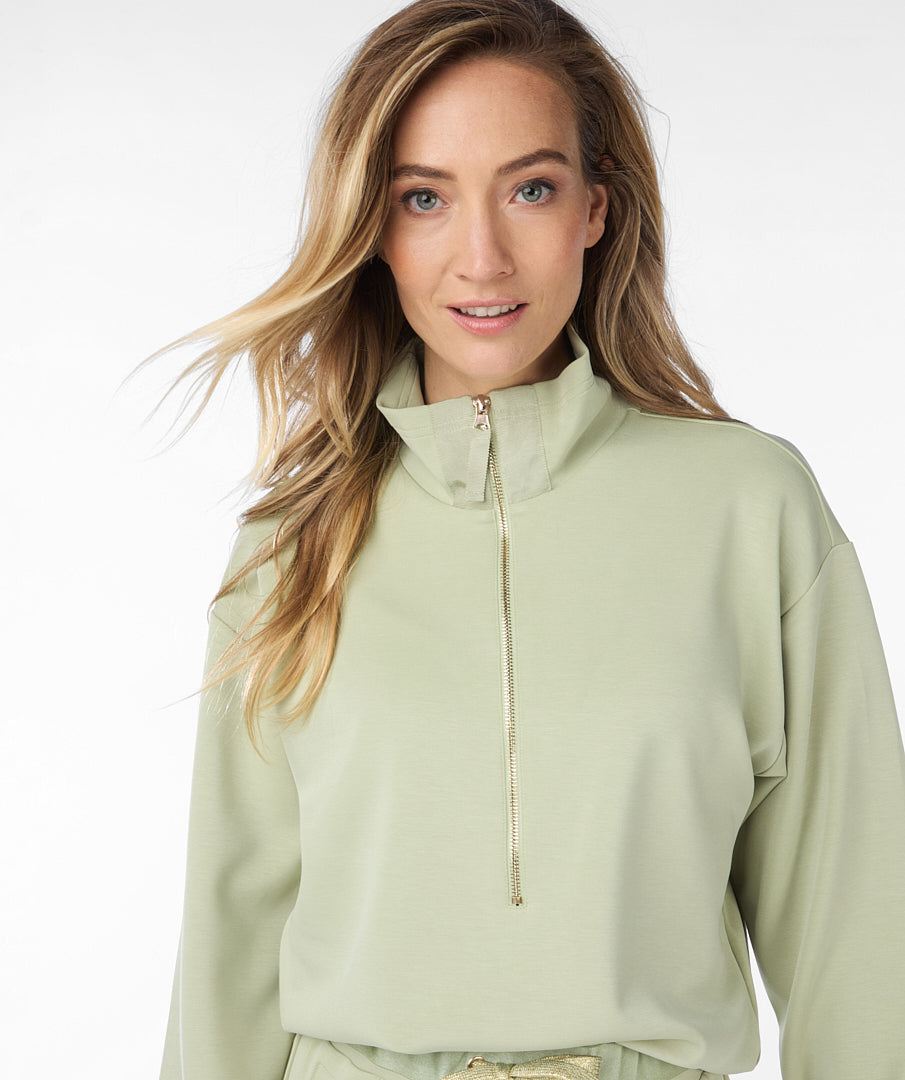 Buttery Soft Modal 1/2 Zip Neck Top. Style ESQSP2405003