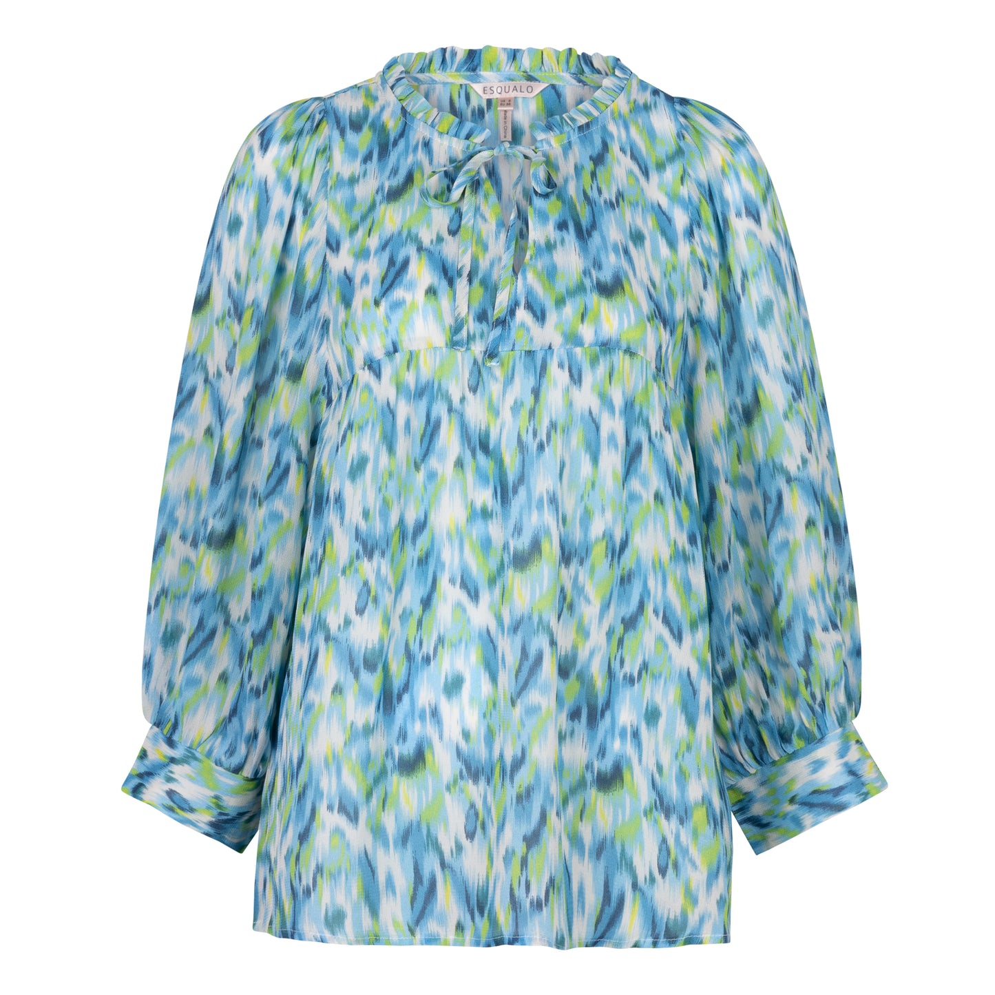 Wide Sleeve Bayside Print Blouse. Style ESQ14013