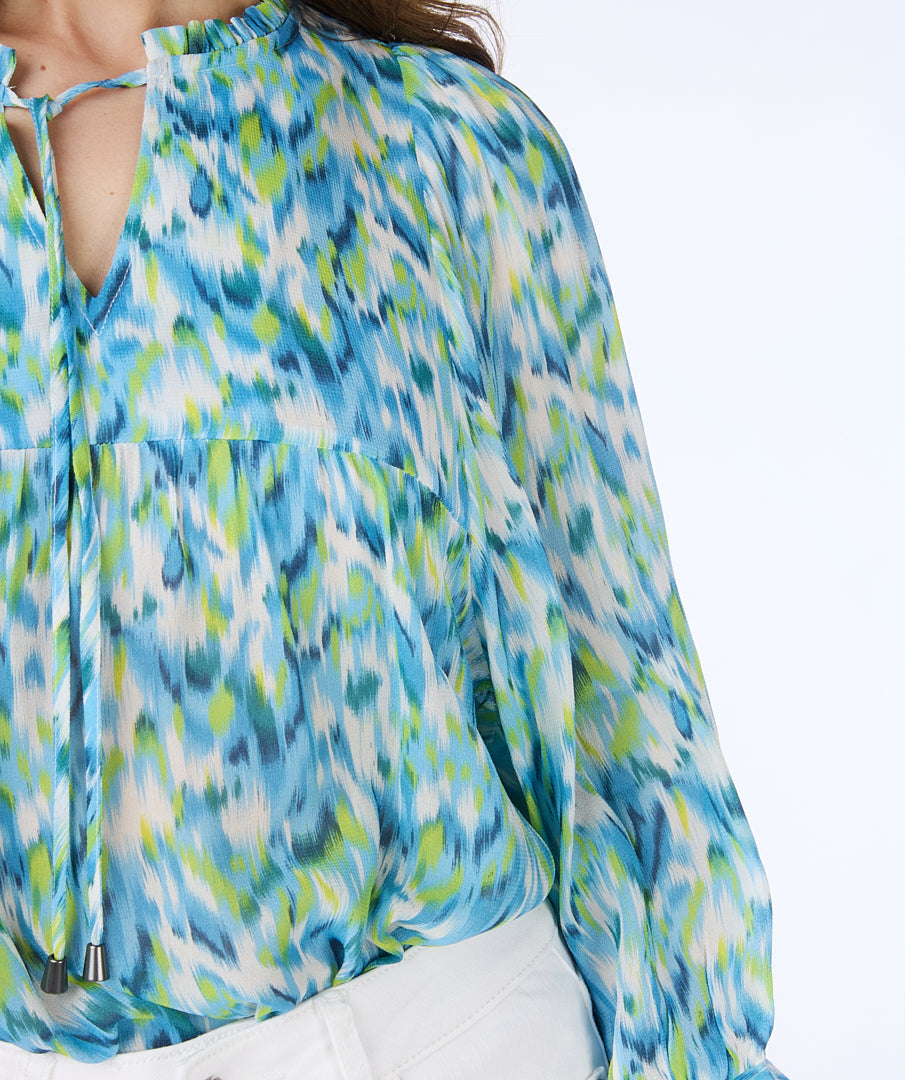 Wide Sleeve Bayside Print Blouse. Style ESQ14013