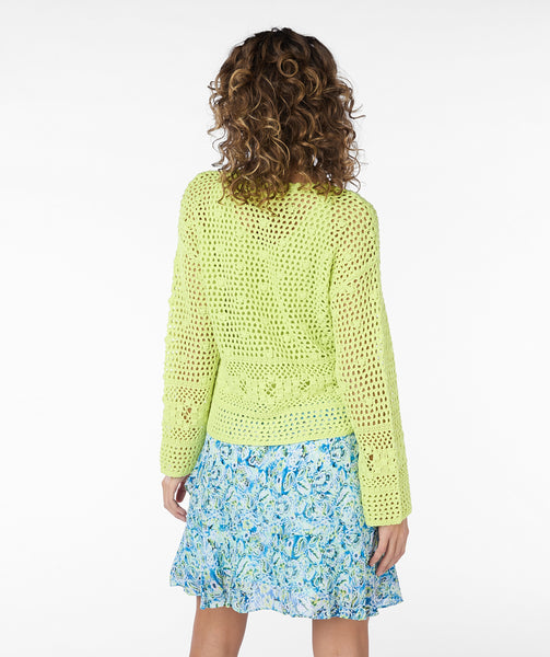Bell Sleeve Open Knit Sweater. Style ESQ27003