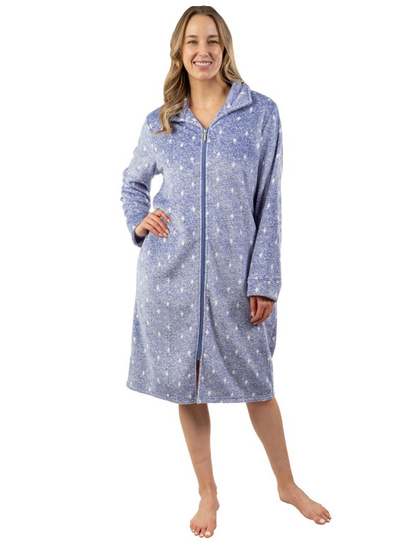 Shorter Length Fuzzy Zip Up Lounger. Style PL125-3C