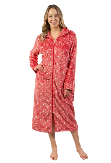 Longer Length Fuzzy Zip Front Lounger. Style PL125-C