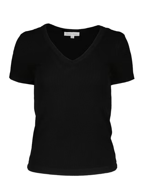 Short Sleeve V-Neck Ribbed Top. Style MO44G-A7504