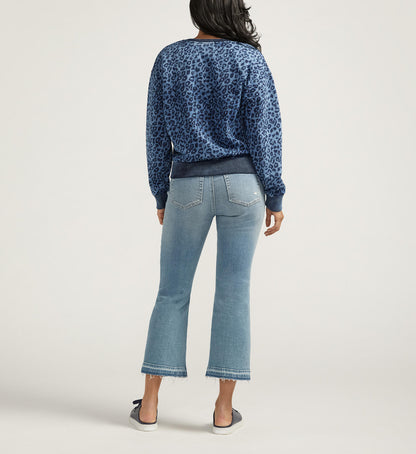 Elevated Indigo Leopard Print Crewneck. Style JAGT2335AFT690