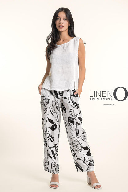 Sleeveless Round Neck Linen Tank. Style LOTP1683