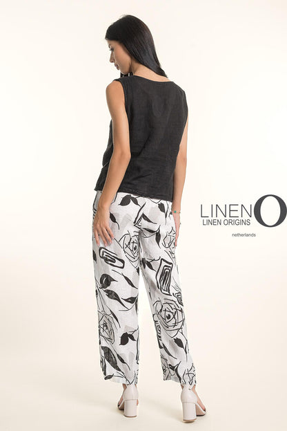 Sleeveless Round Neck Linen Tank. Style LOTP1683