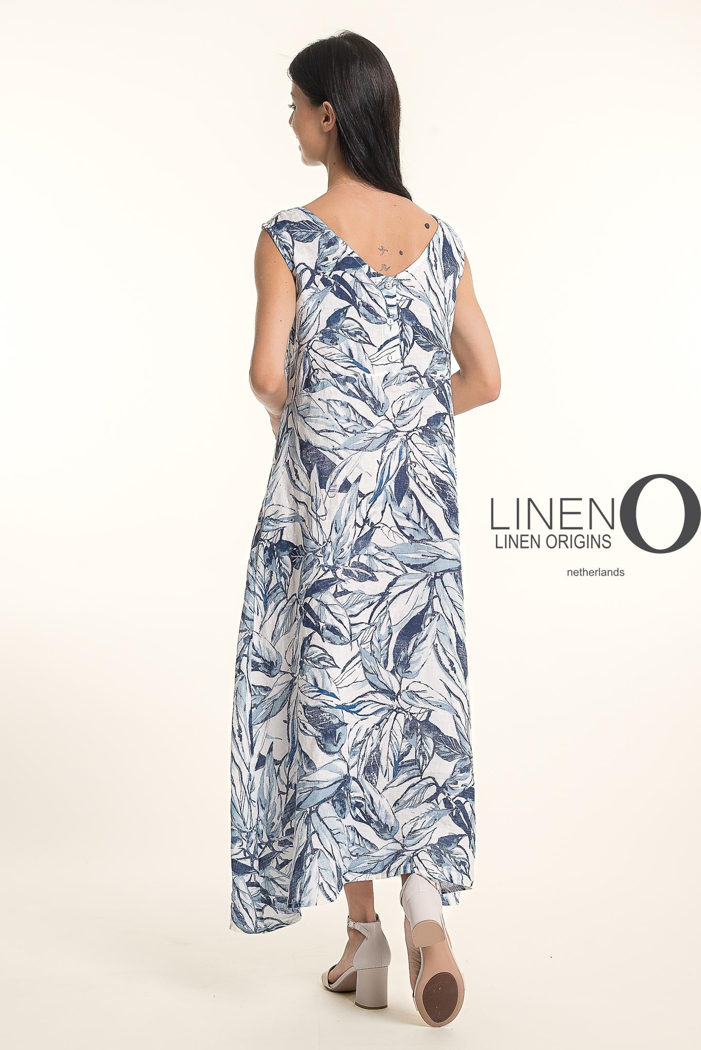 Sleeveless Abstract Leaf Print A-Line Dress. Style LOTP1720P-11