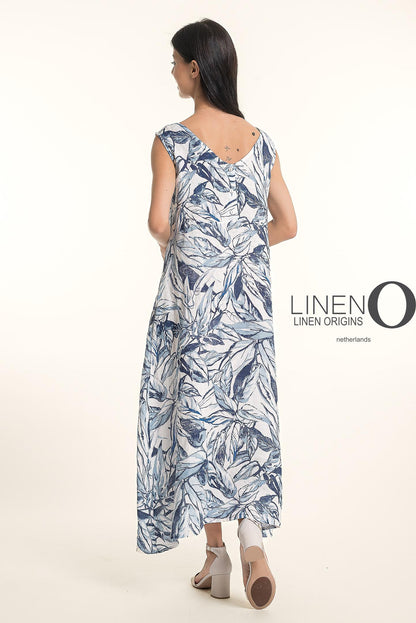 Sleeveless Abstract Leaf Print A-Line Dress. Style LOTP1720P-11