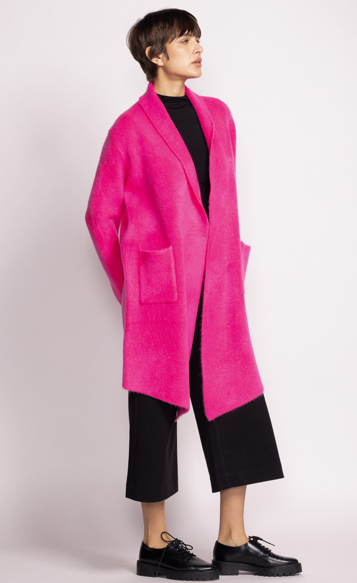 Stockport Knit Fucshia Cardigan. Style PMSW1972F24F