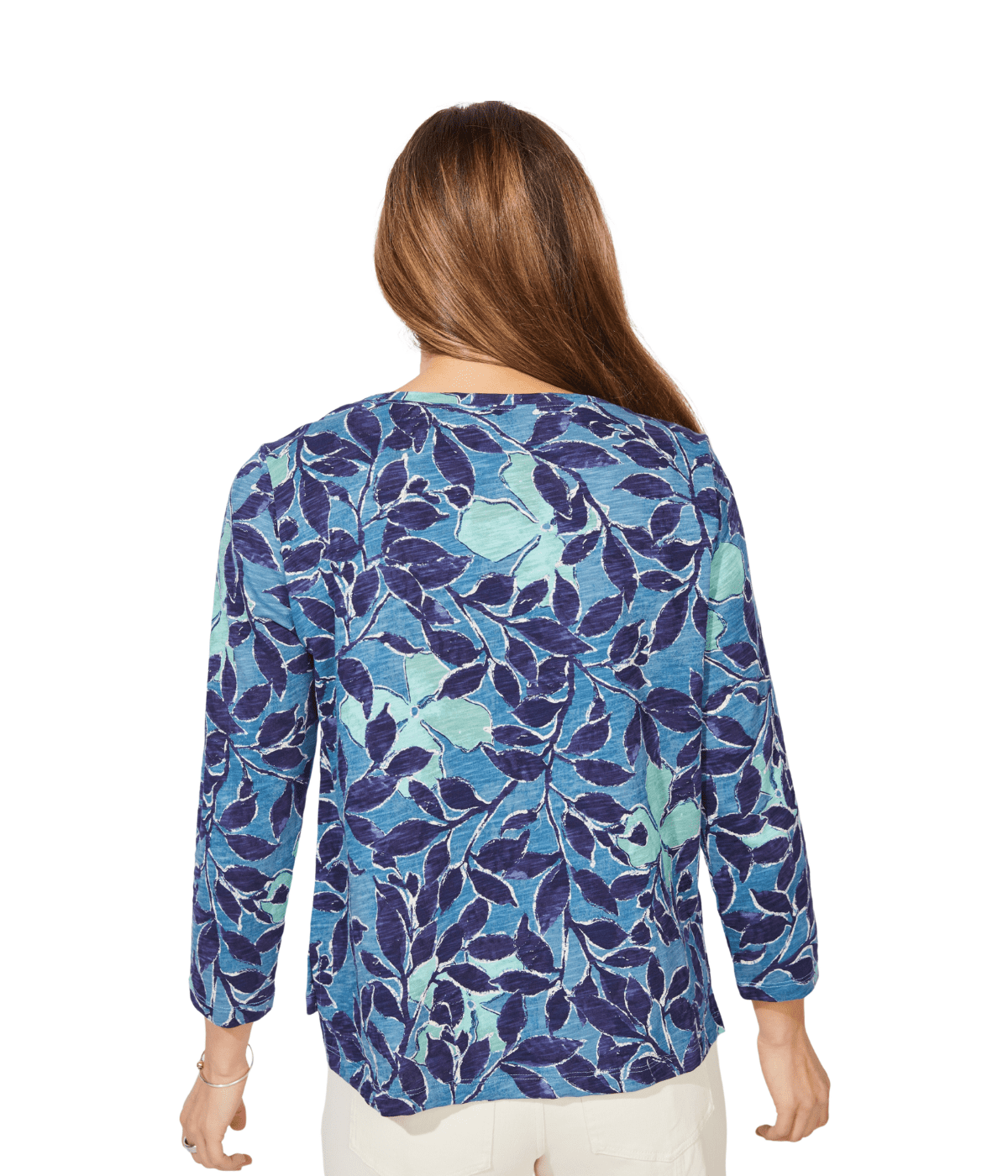 Floral Foliage Boxy Long Sleeve Top. Style ESC12125