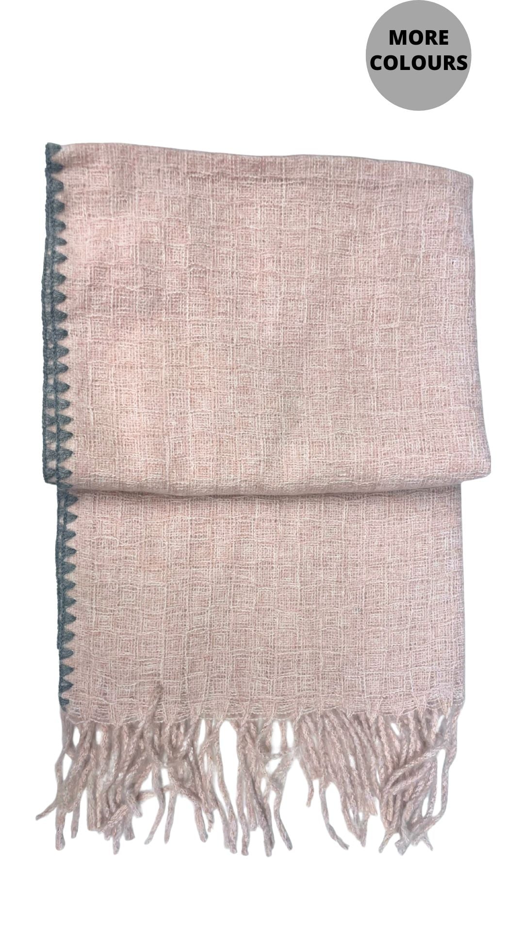 Whipstitch Detail Fringed Knit Scarf. Style CLWGC2926