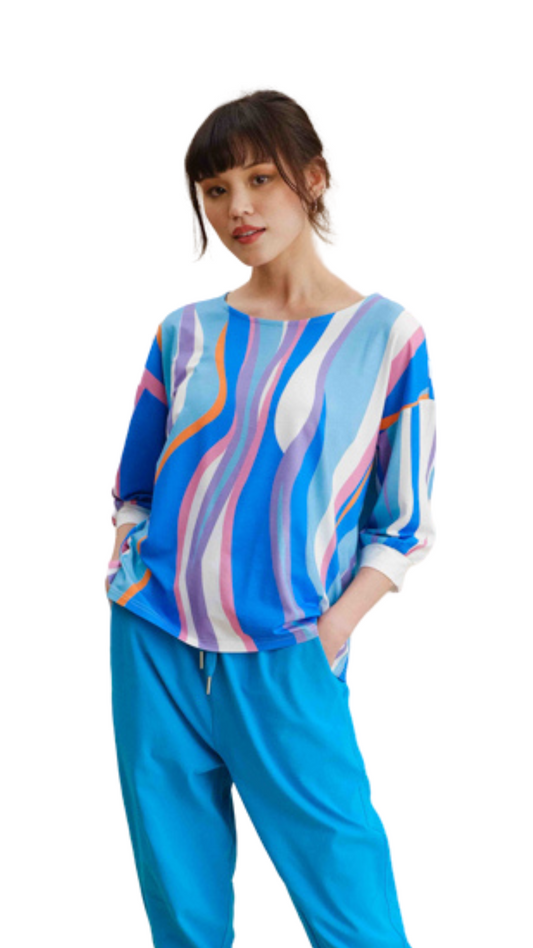 Multi Colour Round Neck Patterned Half Sleeve Shirt. Style FS251417