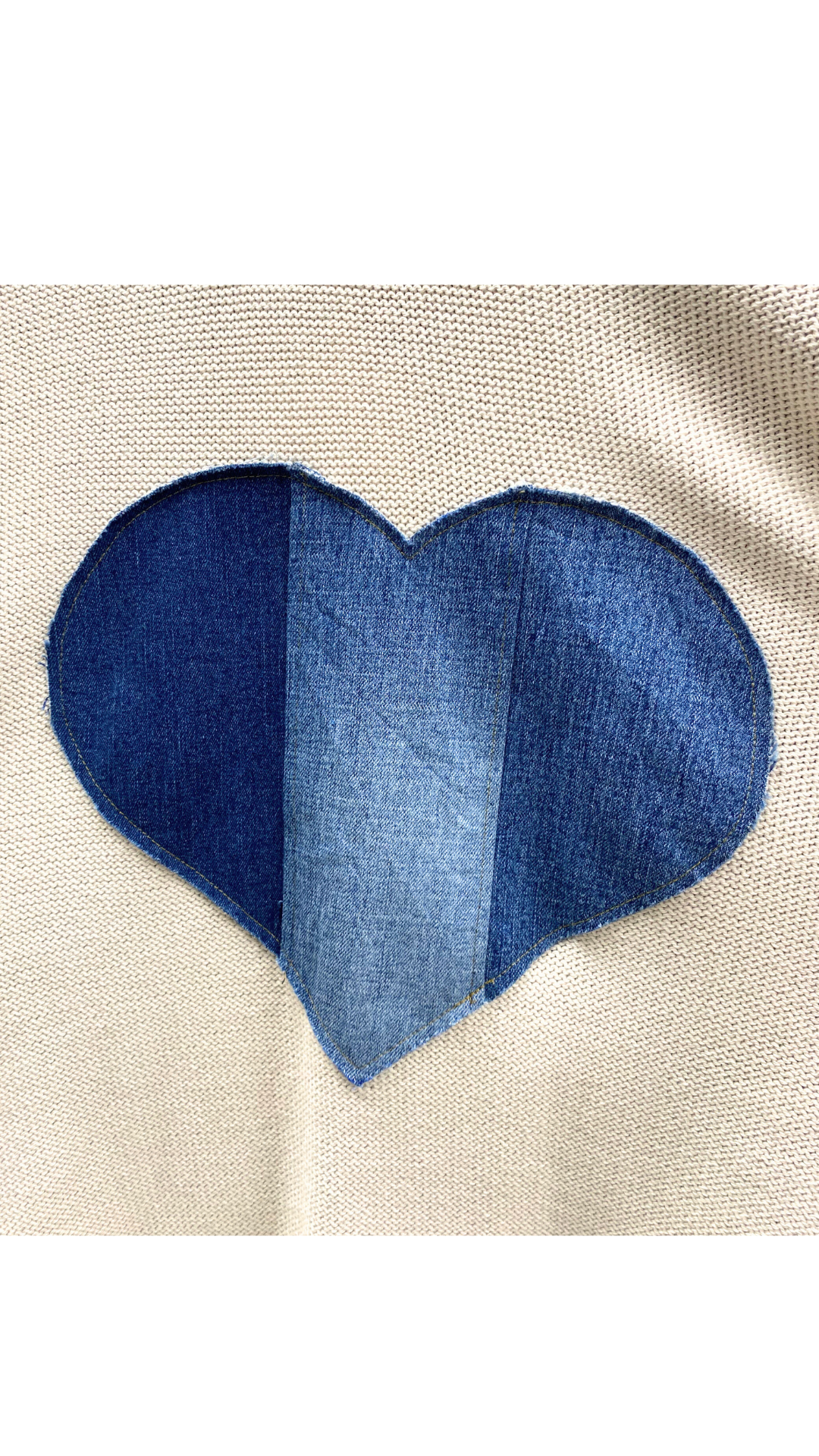 Denim Heart Applique Loose Sleeve Open Front Cardigan. Style SHNP5842