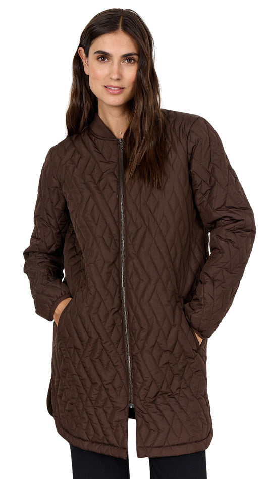 Long Quilted Zip Front Jacket. Style SOYA4PF16782