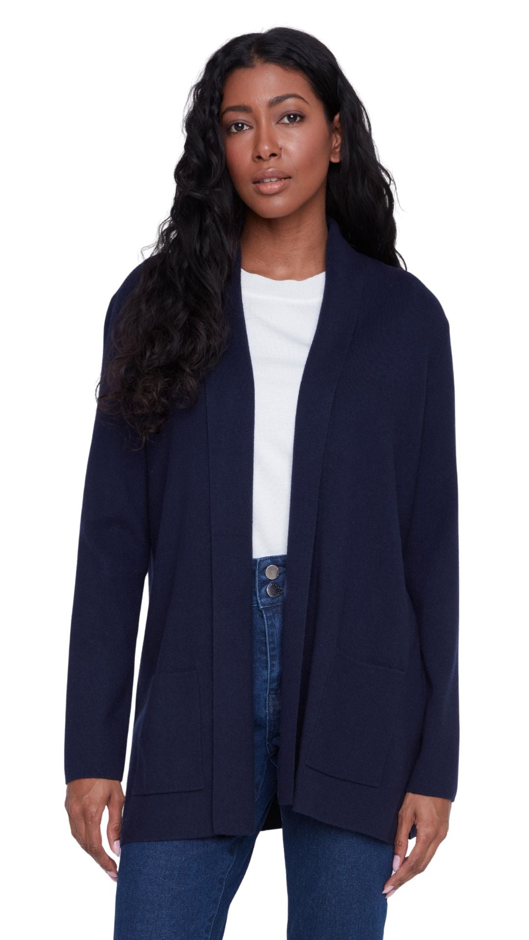 Shawl Collar Open Front Pockets Cardigan. Style CYC2523000