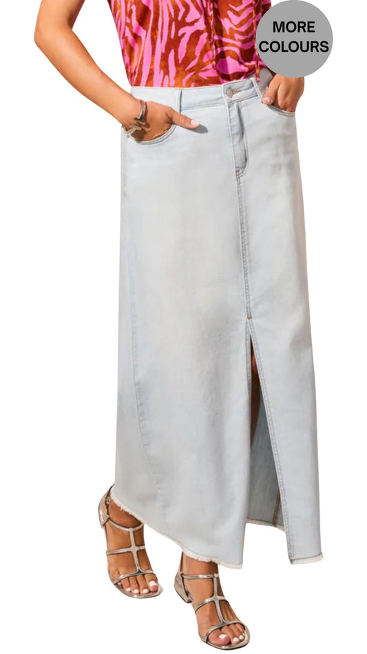 Full Length Soft Denim Skirt. Style TR5407O-4984
