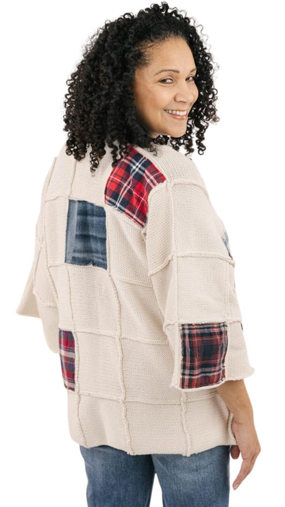 Flannel Valley Patch Cardigan. Style SHNP5568