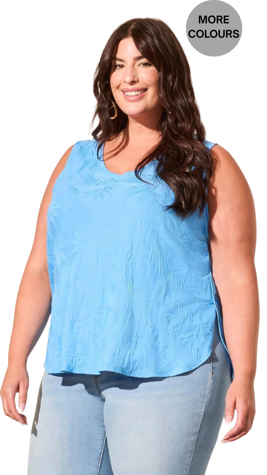 Foliage Jacquard Knit V-Neck Tank. Style TR1810V-3936