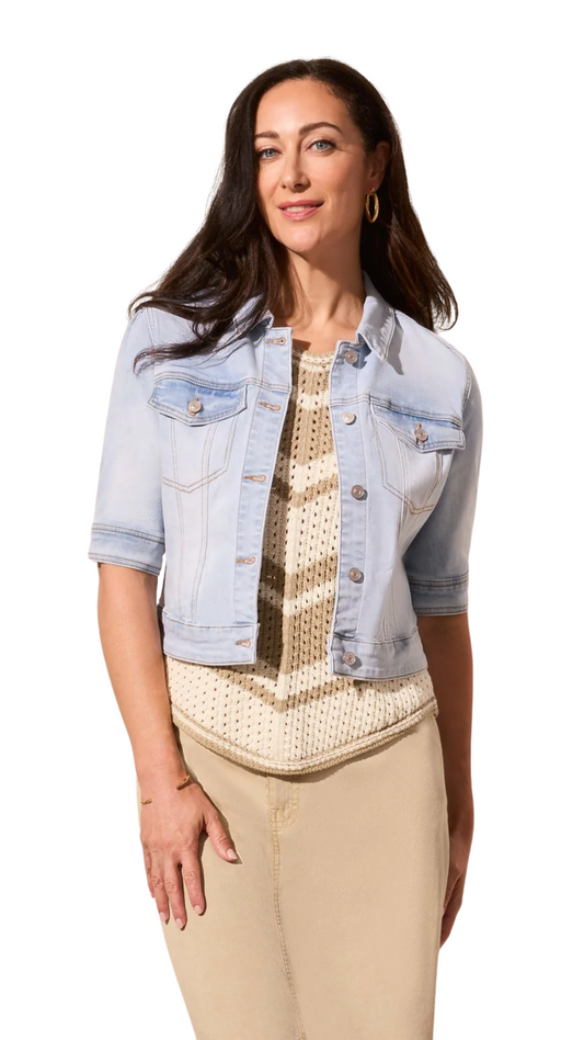 Comfort Stretch Elbow-Sleeve Denim Jacket. Style TR5713O-2020