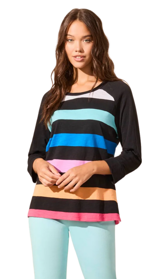 Striped Raglan Sleeve Crew Neck Top. Style TR2144O-3704