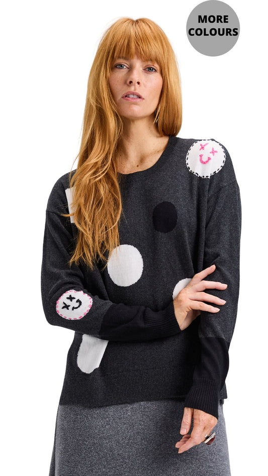 Long Sleeves Smiley Face Knit Sweater. Style ZKP7510U