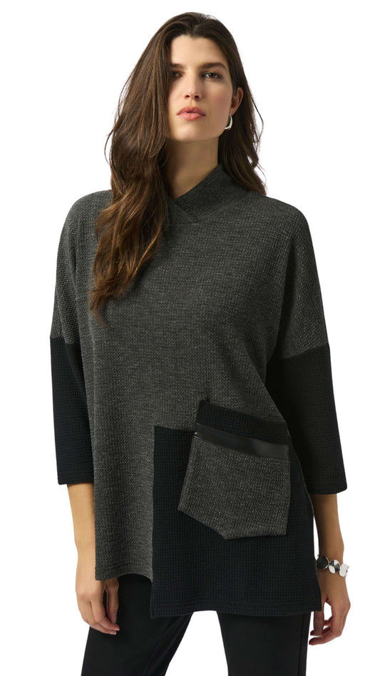 Textured Knit Color Block Boxy Top. Style JR253083