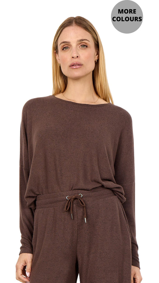 Soft Long Sleeve Drop Shoulder Top. Style SOYA4PF24788