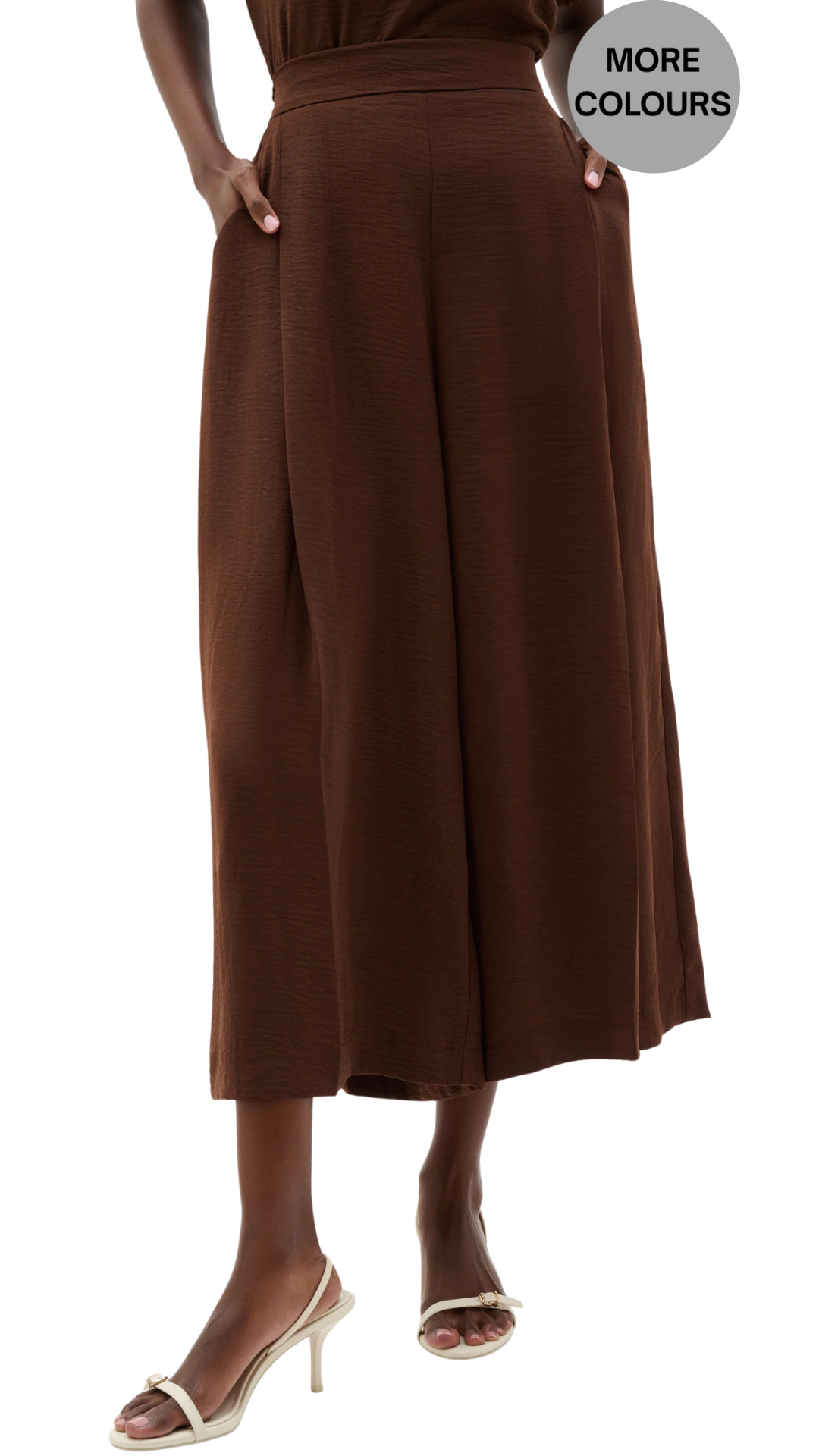 Gauze Pull-On Pleated Culotte Pants. Style JR262196