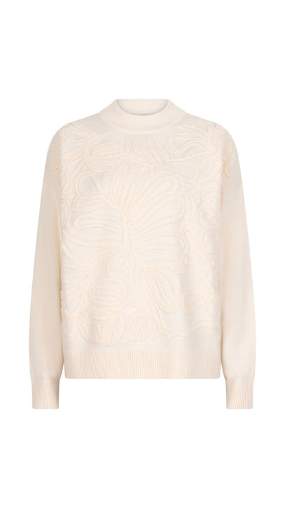 Floral Embroidered Cream Colour Sweater. Style ESQW2502714