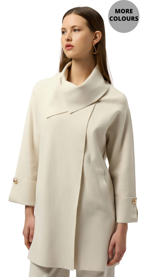 Sweater Knit Overlap Collar Coat. Style JR254956