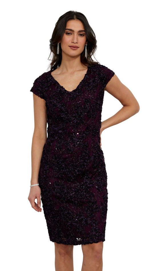 Sheath Floral V-Neck Dress. Style FL259223