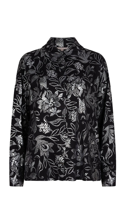 Metallic Floral Button Up Blouse. Style ESQW2510721